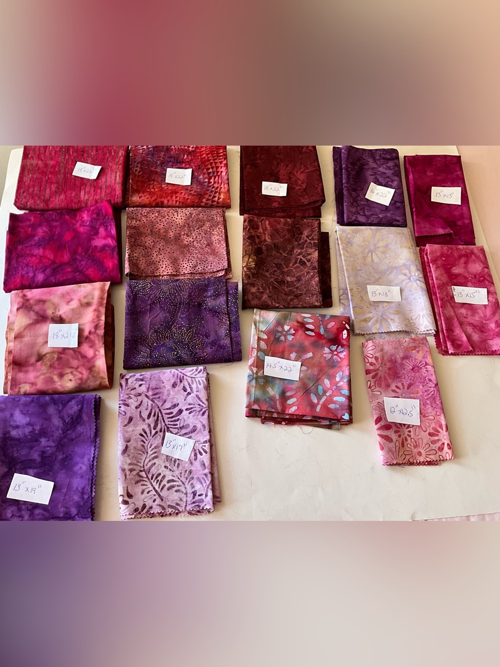 Quilting Sewing Crafting Batik Fabrics 16 Fat Quarters Purple Shades Cotton